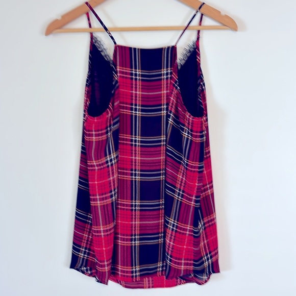 LOFT Plaid Lace-Trim Camisole Tank Top - Picture 2 of 5